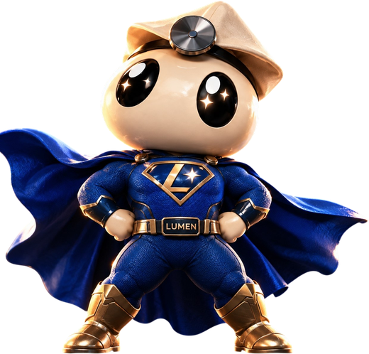 Lumen mascot standing with hands on hips